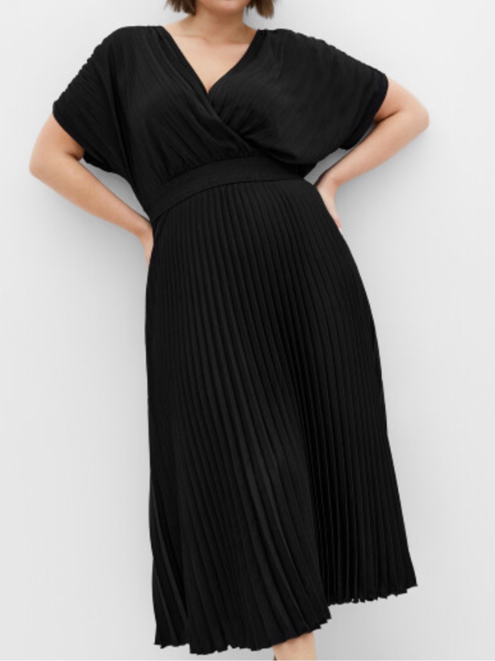 City Chic Black Pleated Dress